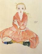 Egon Schiele Seated Girl Facing Front (mk12) oil painting reproduction